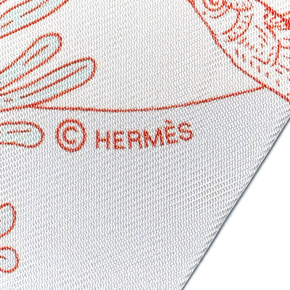 Hermes Silk Precious Paradise Twilly Gris Perle Bleu Vif Rose Pale 4 of 5