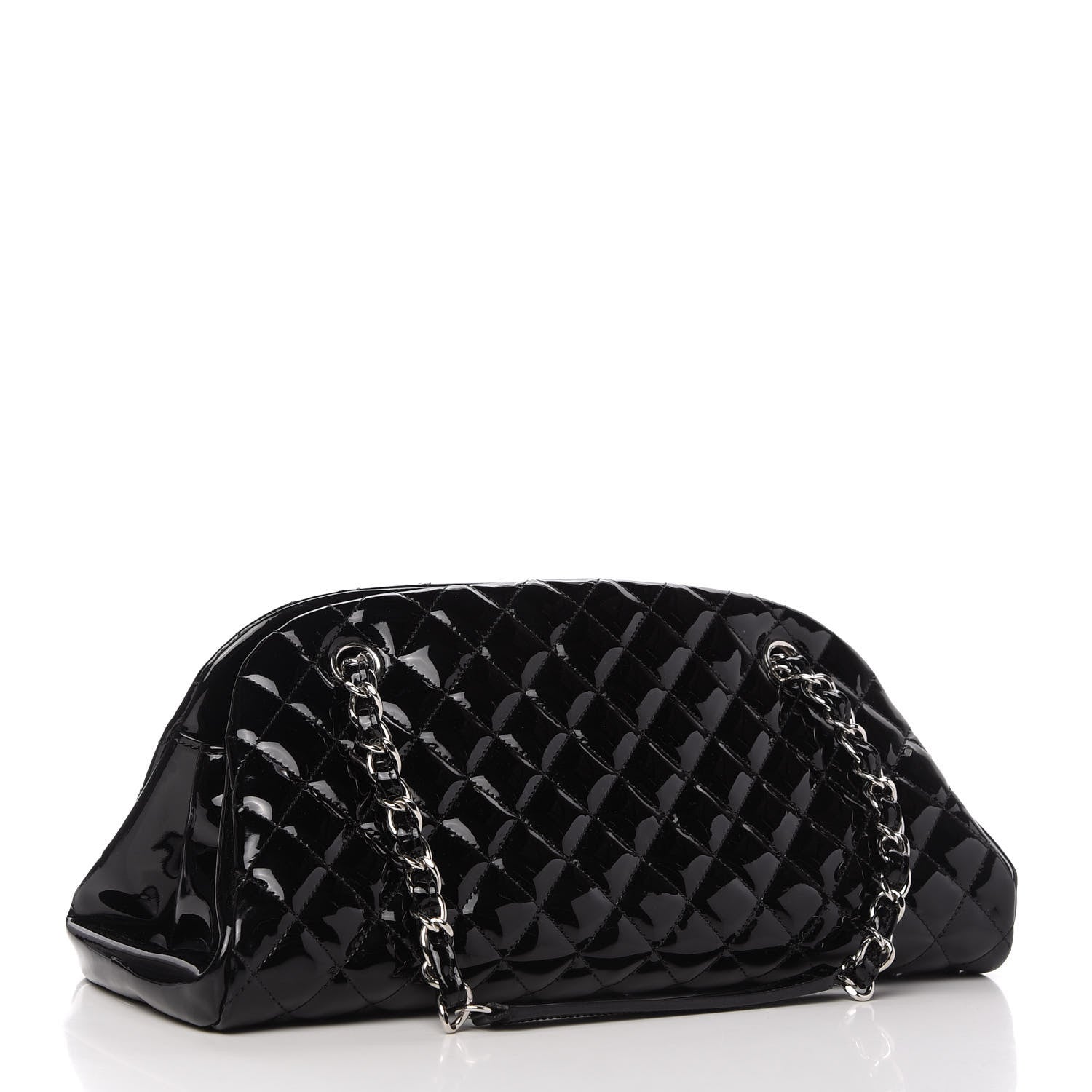 Chanel Patent Quilted Medium Just Mademoiselle Bowling Bag Black 3 of 10