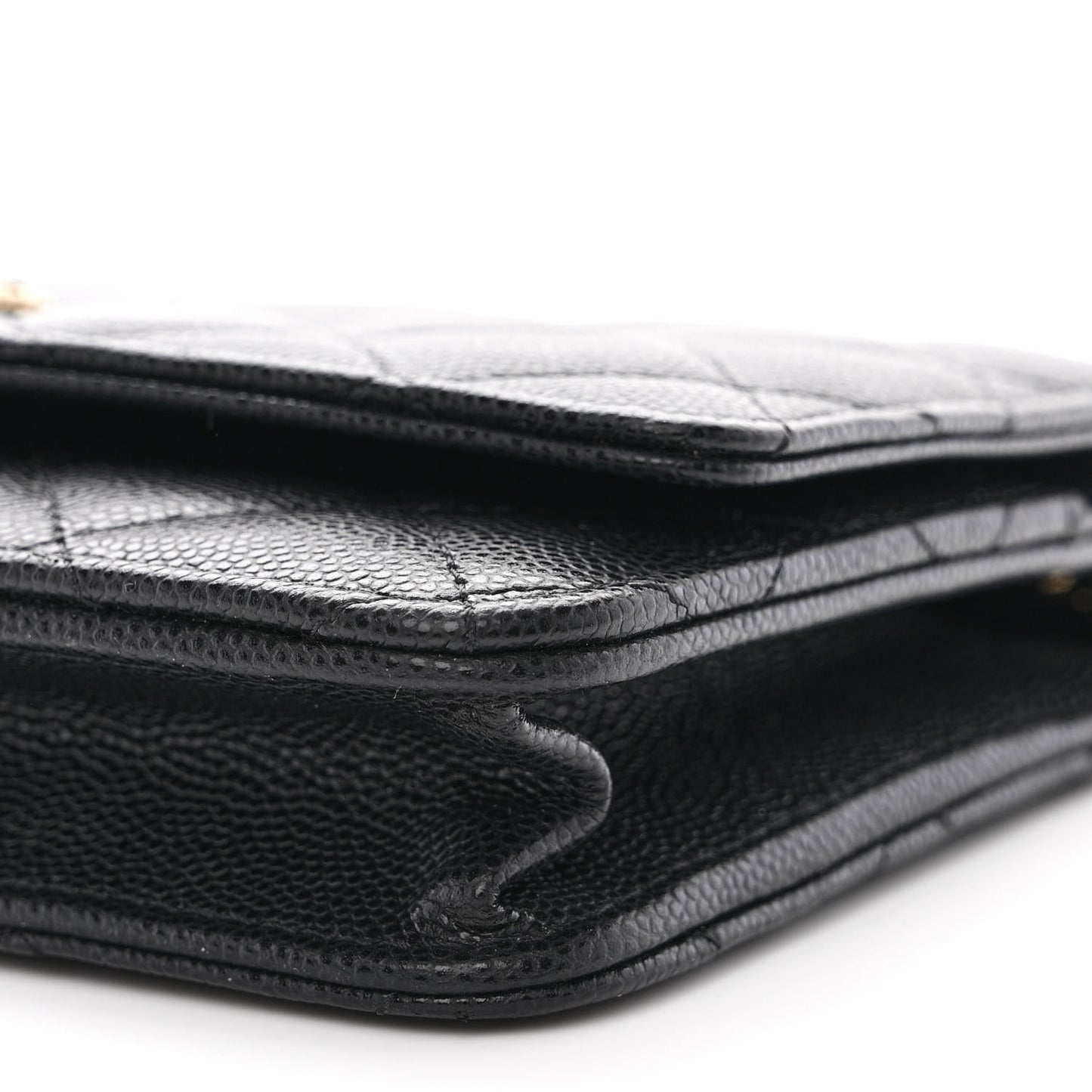 Caviar Quilted Crystal CC Wallet On Chain WOC Black
