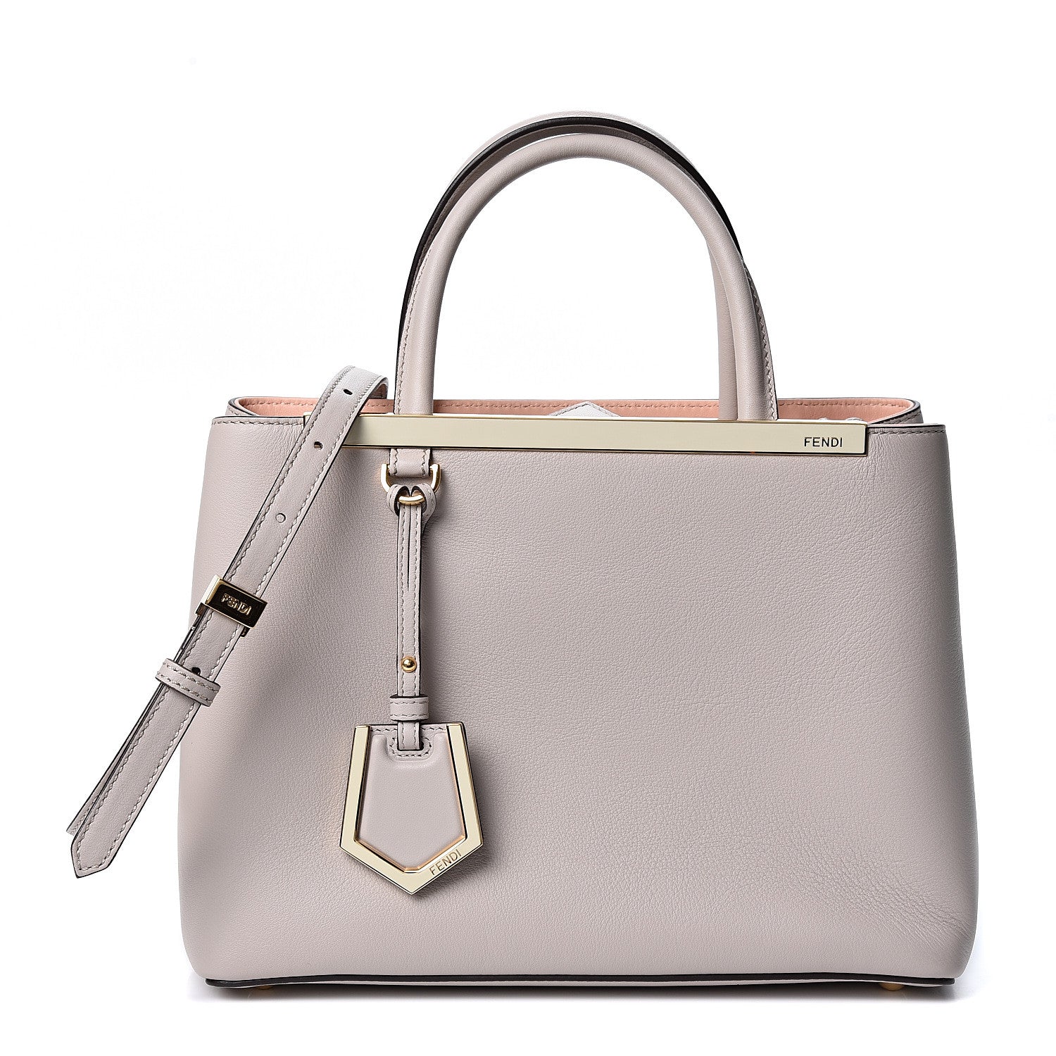 Fendi Vitello Dolce Petite 2Jours Tote Grigio Polvere Baby Pink 1 of 8