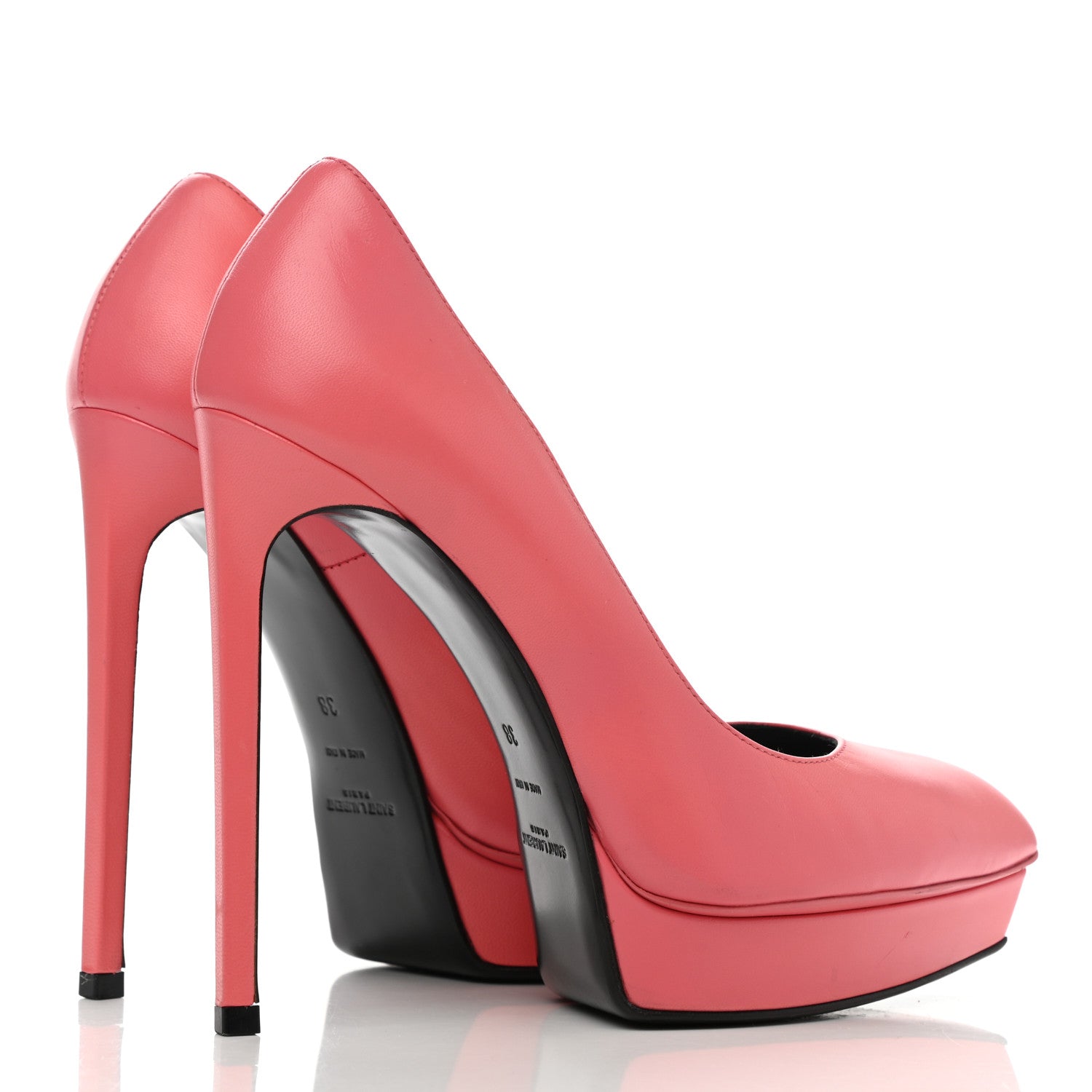 Saint Laurent Pebbled Patent Calfskin Janis 105 Platform Pumps 38 Rose Clair 4 of 7