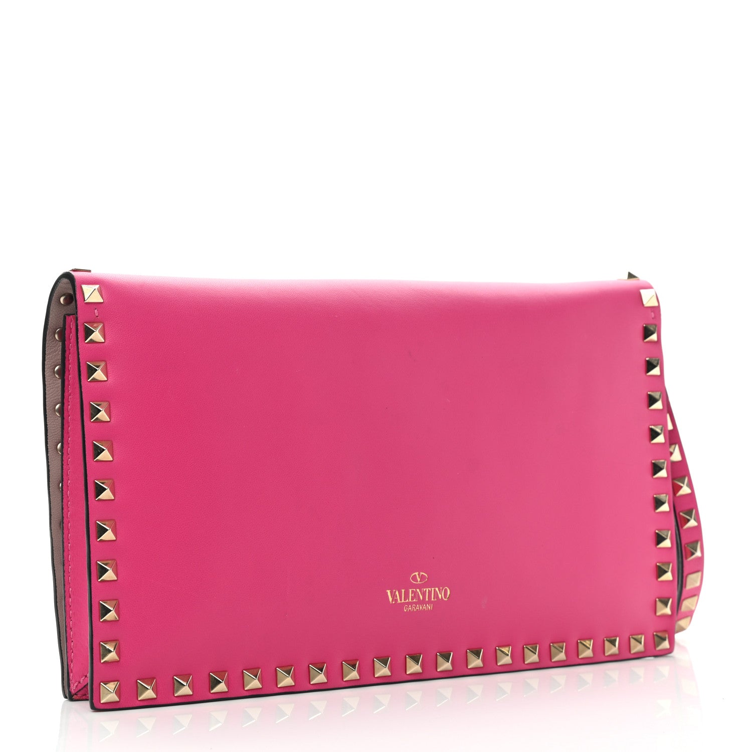 Valentino Garavani Nappa Rockstud Wristlet Clutch Pop Fuxia 3 of 7