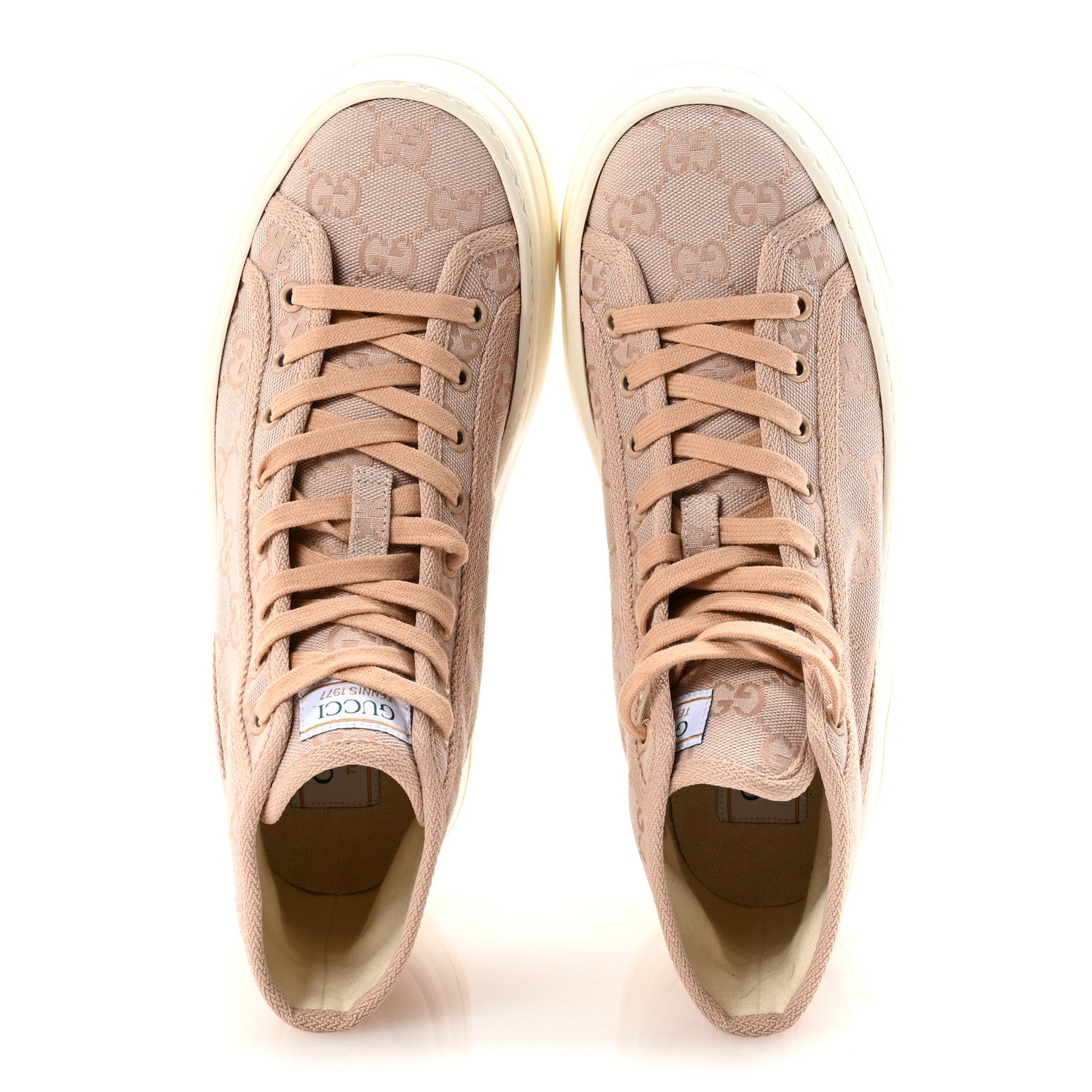Gucci New Canvas GG Monogram Womens Tennis 1977 High Top 55mm Platform Sneakers 39 Skin Rose Dark Skin Rose 2 of 9