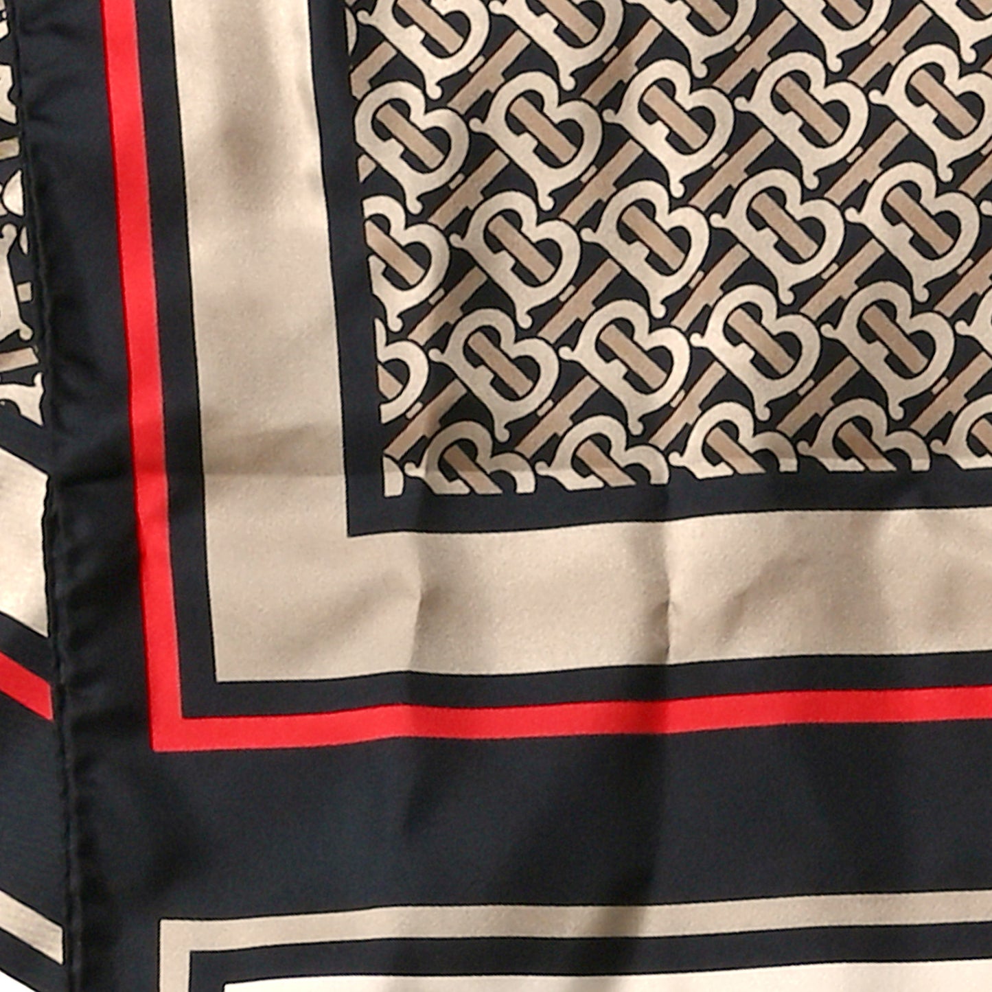 Silk Monogram Icon Stripe Check Print Scarf Archive Beige
