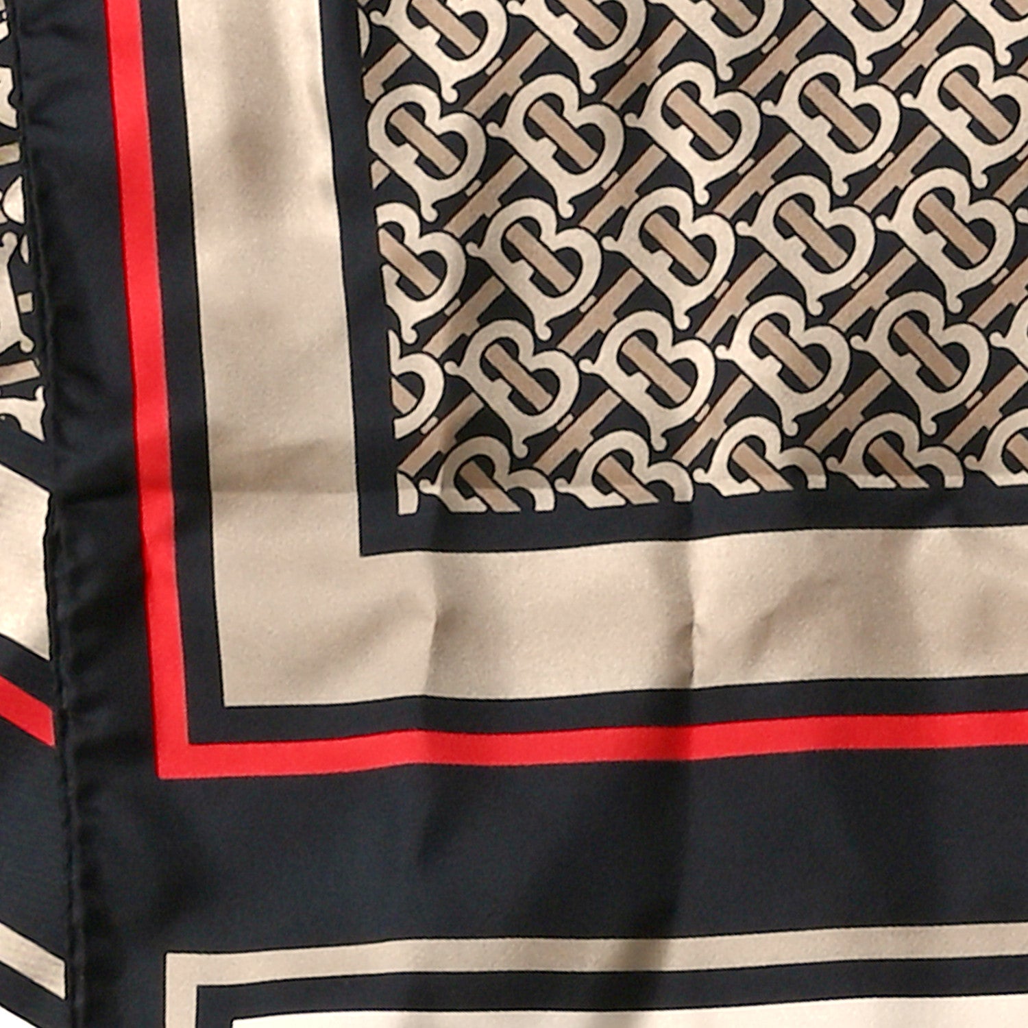 Burberry Silk Monogram Icon Stripe Check Print Scarf Archive Beige 3 of 4