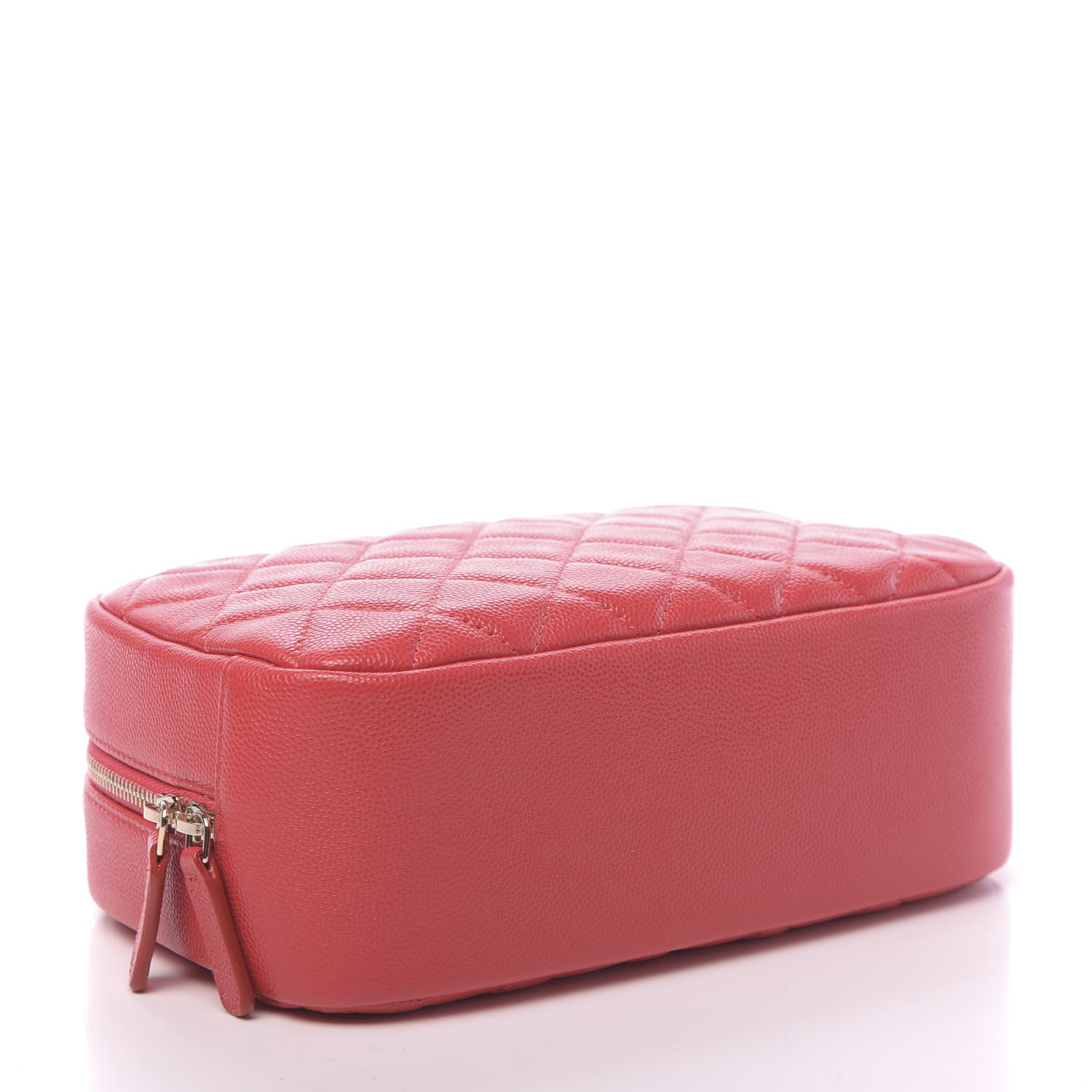 Chanel Caviar Quilted Medium Curvy Pouch Cosmetic Case Red 4 of 11