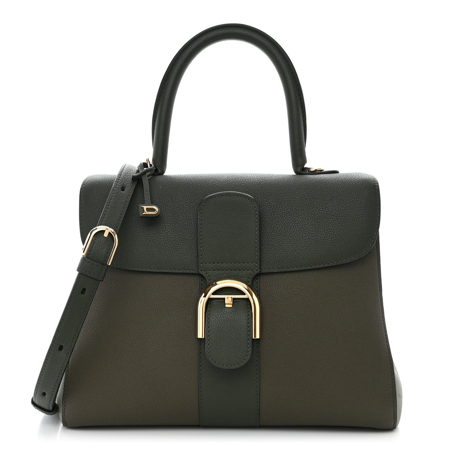 Grained Calfskin Bi-Color Brillant MM Satchel Kaki