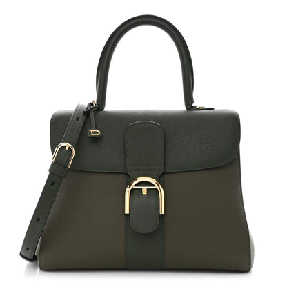 Delvaux Grained Calfskin Bi-Color Brillant MM Satchel Kaki 1 of 11