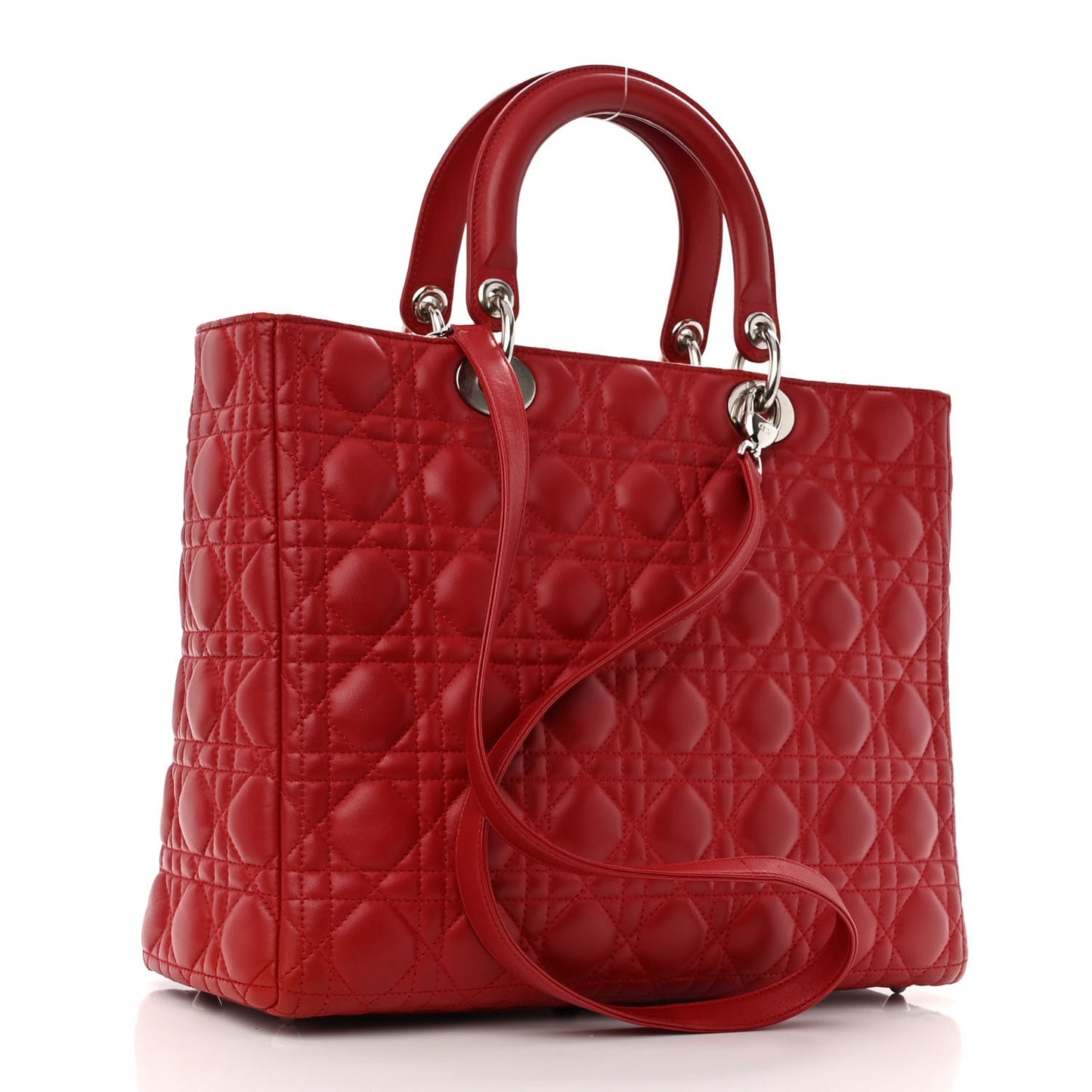Lambskin Cannage Large Lady Dior Red