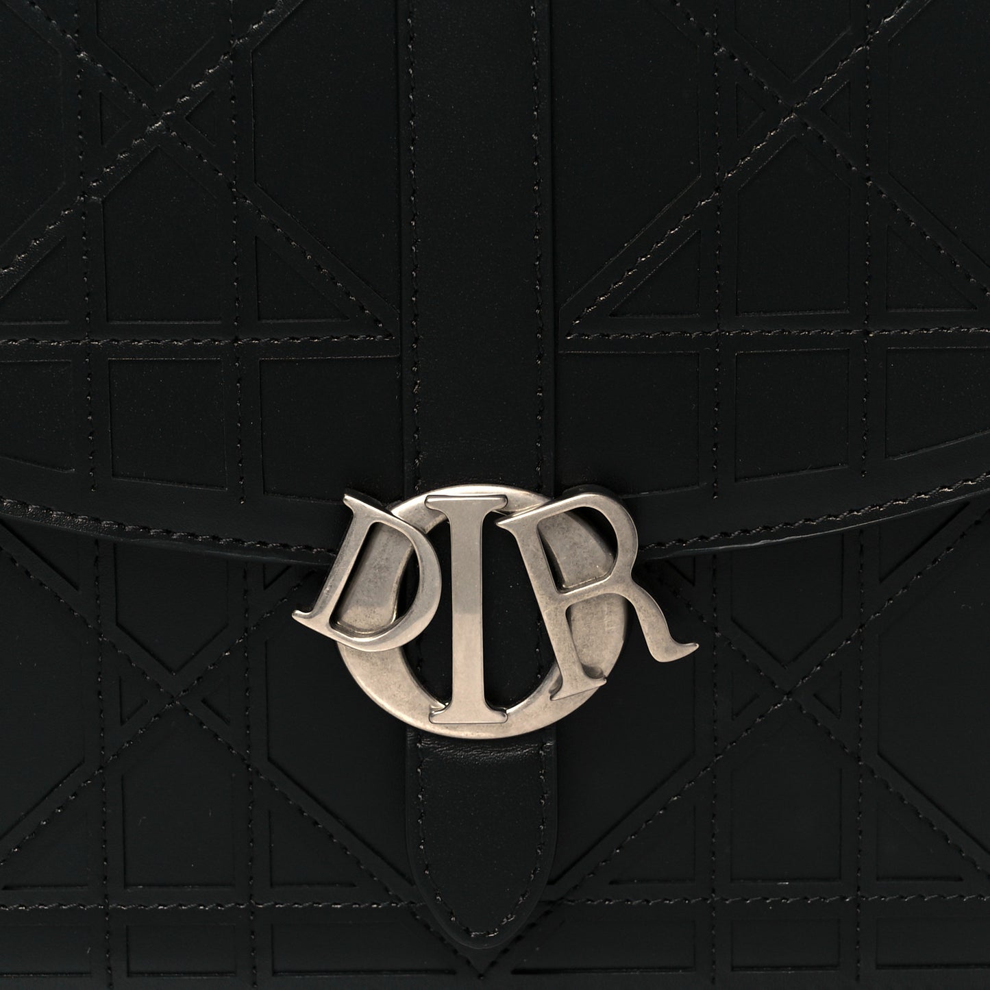 Calfskin Cosmo Laser Cut Cannage Medium Dior Charm Messenger Bag Black