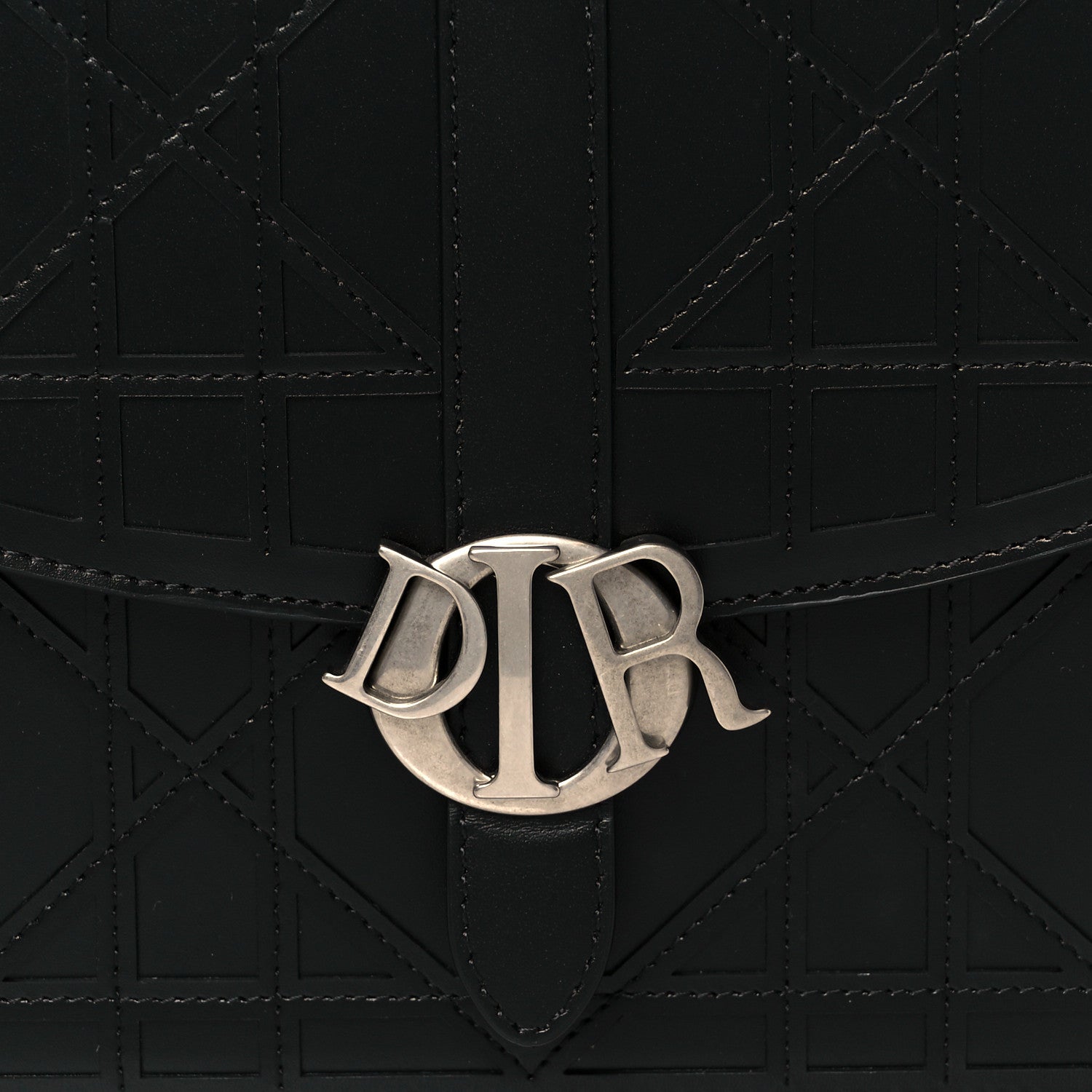 Christian Dior Calfskin Cosmo Laser Cut Cannage Medium Dior Charm Messenger Bag Black 8 of 10