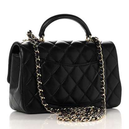 Chanel Lambskin Quilted Mini Lion Charm Top Handle Rectangular Flap Black 3 of 11