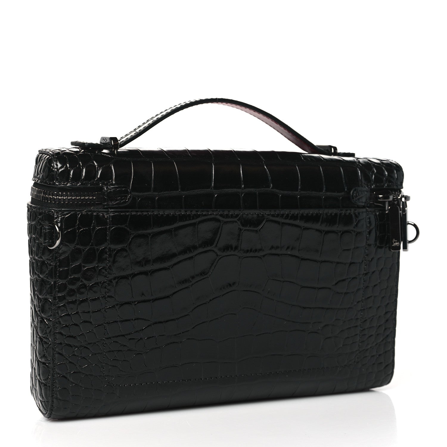 Christian Louboutin Crocodile Embossed Calfskin Kypipouch Travel Toiletry Case Black 2 of 10
