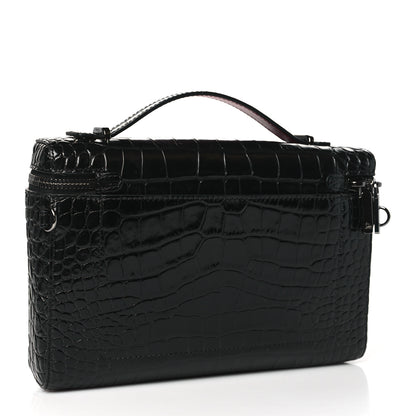 Christian Louboutin Crocodile Embossed Calfskin Kypipouch Travel Toiletry Case Black 2 of 10