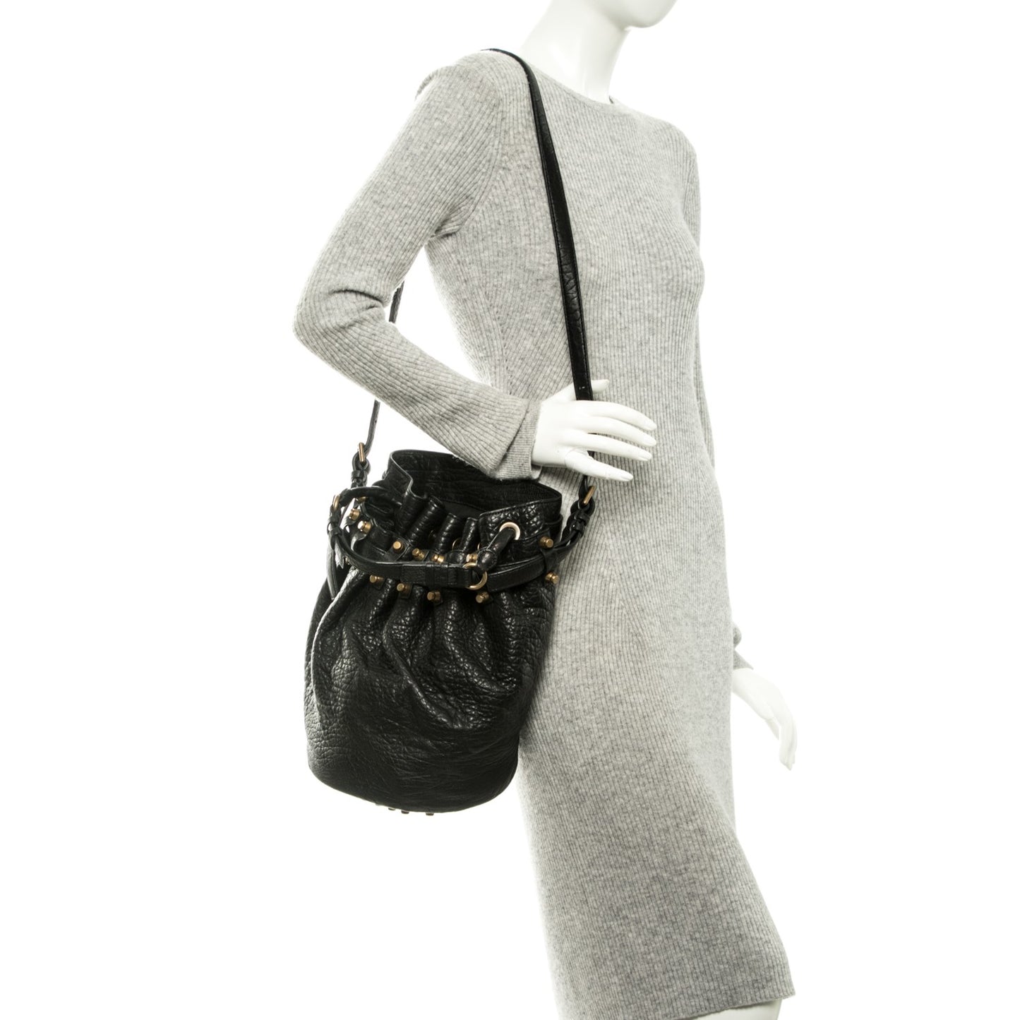 Pebbled Lambskin Diego Bucket Black