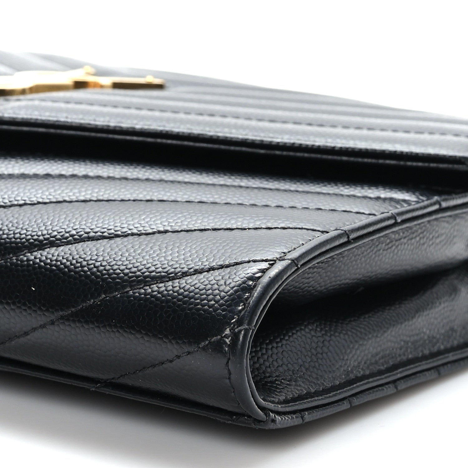 Saint Laurent Grain De Poudre Matelasse Chevron Monogram Envelope Clutch Black 9 of 9