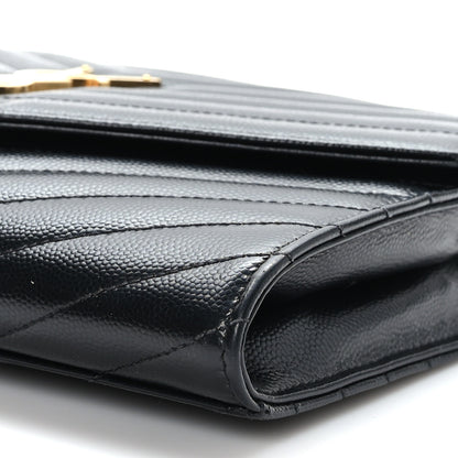 Saint Laurent Grain De Poudre Matelasse Chevron Monogram Envelope Clutch Black 9 of 9