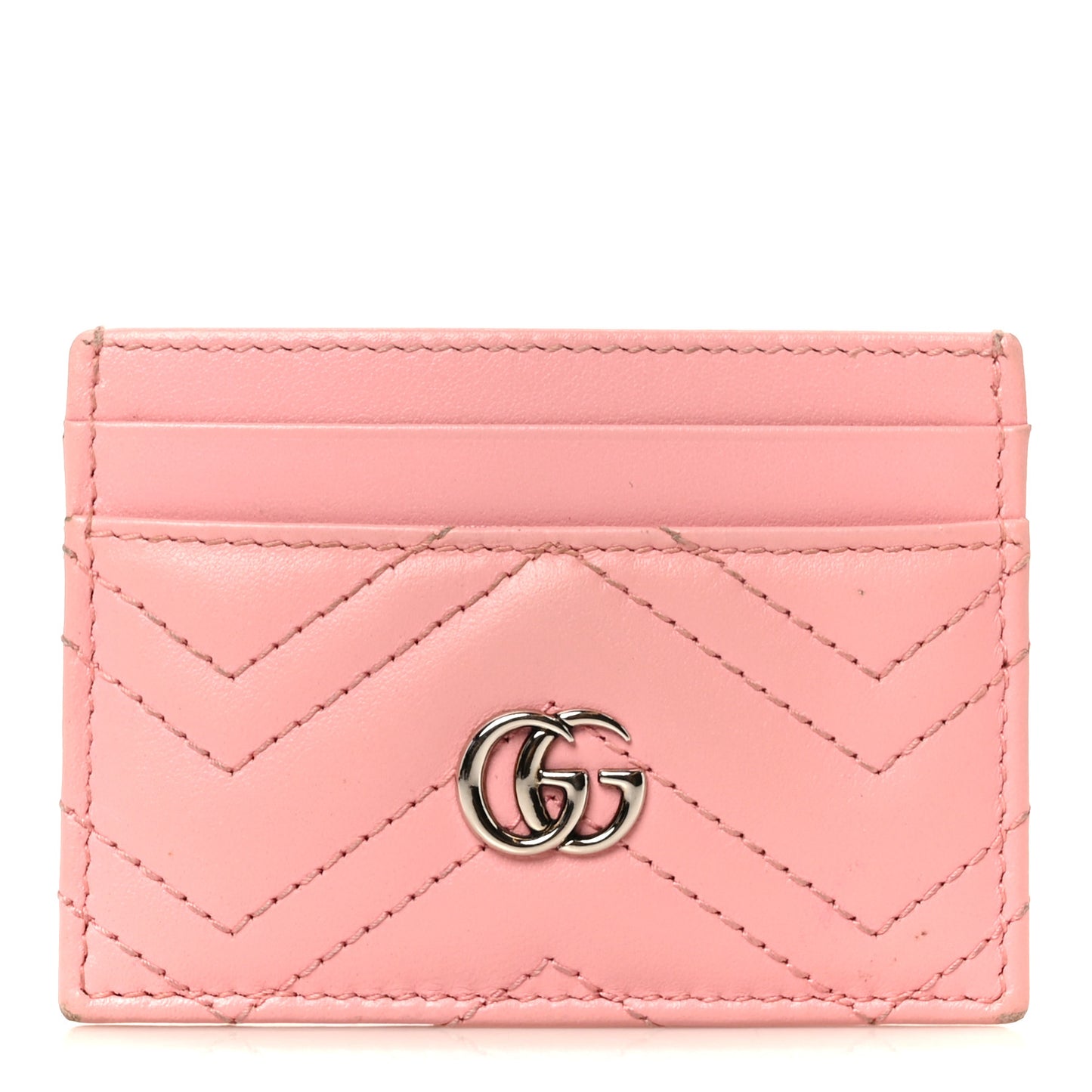 Calfskin Matelasse GG Marmont Card Holder Wild Rose