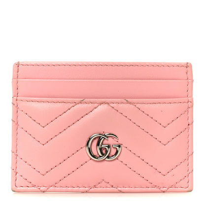 Gucci Calfskin Matelasse GG Marmont Card Holder Wild Rose 1 of 7