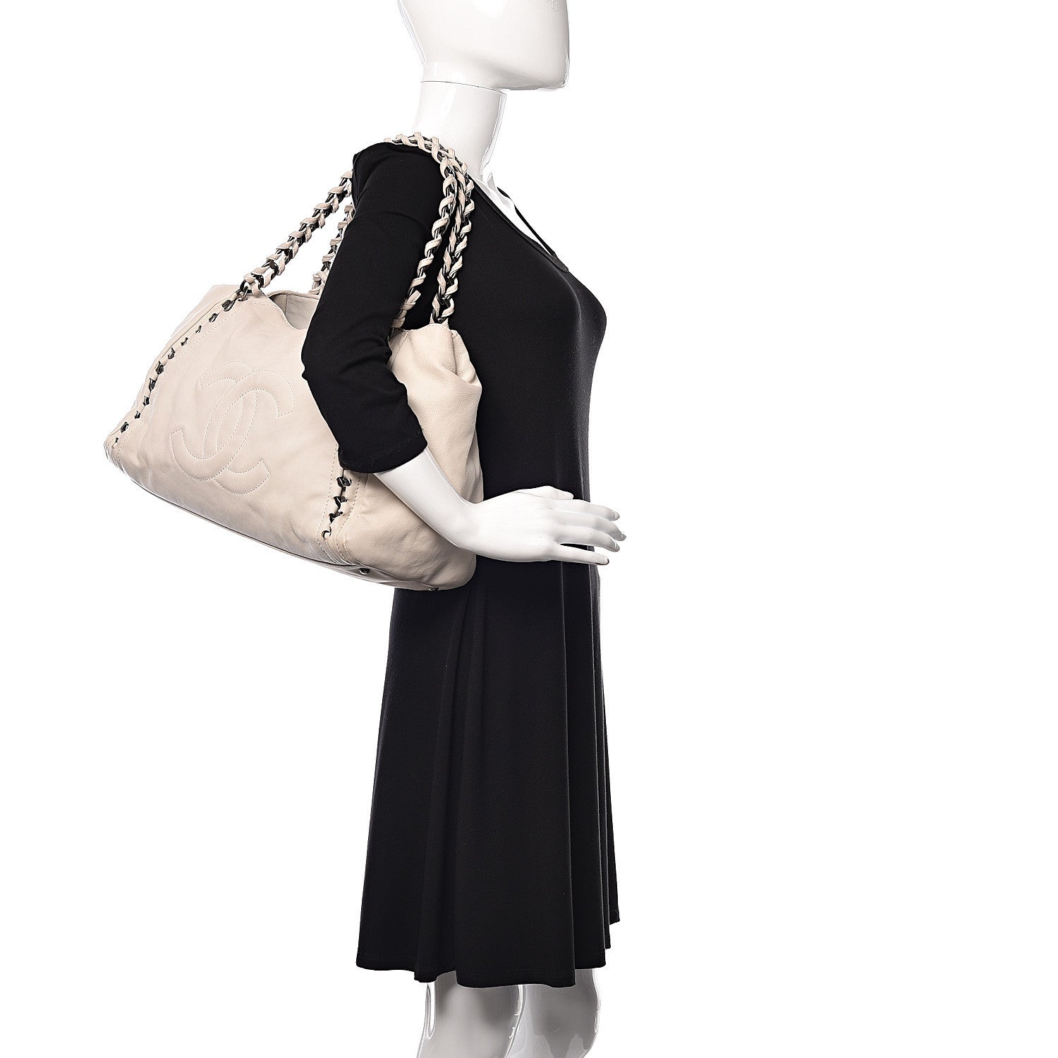 Chanel Calfskin Large East West Modern Chain Tote White 2 of 14