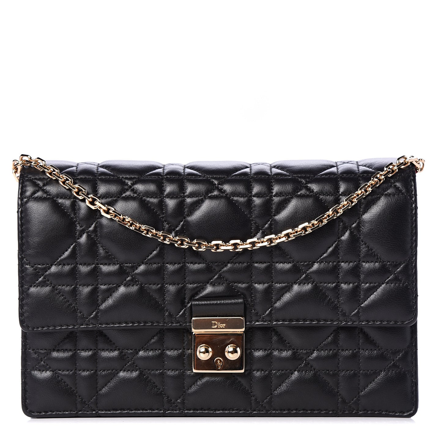 Lambskin Cannage Miss Dior Promenade Pouch Black