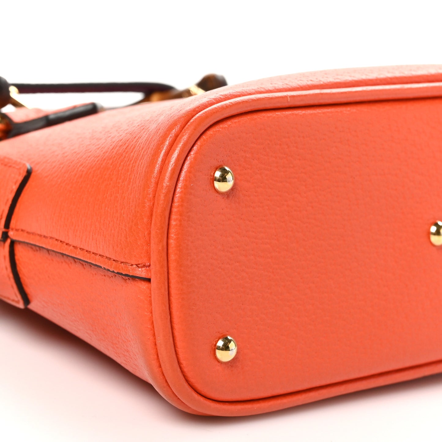 Textured Dollar Calfskin Mini Diana Dome Tote Bag Deep Orange Spicy Cyclamin