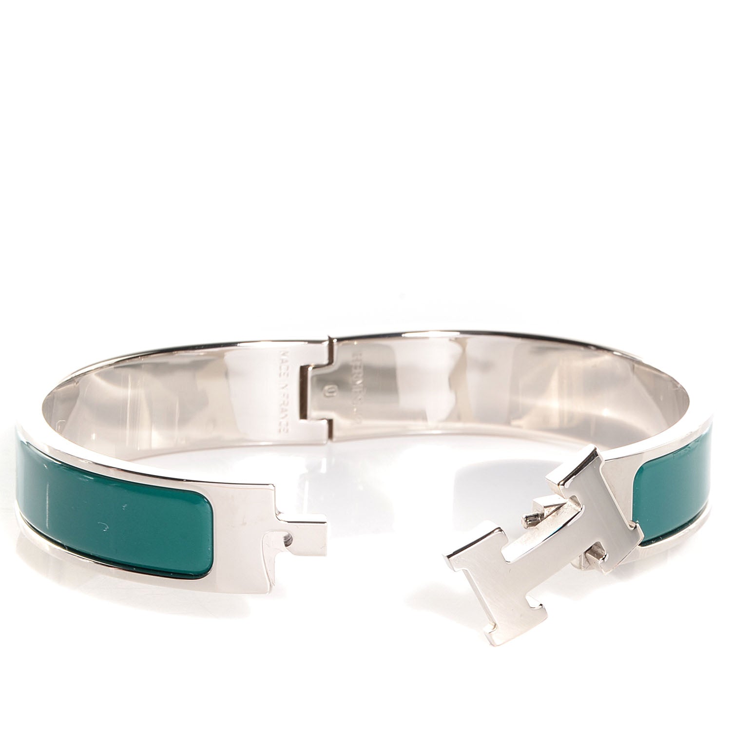Hermes Narrow Enamel Clic Clac H Bracelet PM Bleu Green 5 of 5
