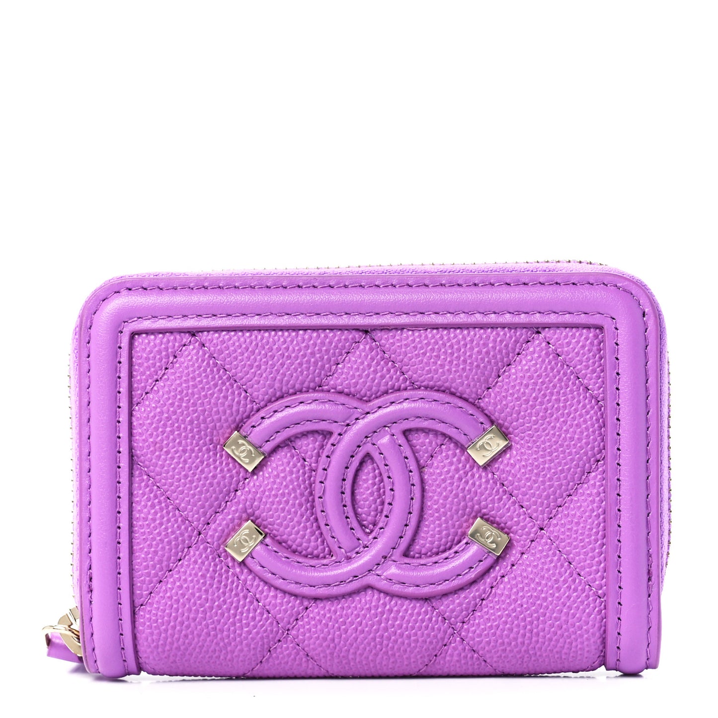 Caviar Quilted Filigree Coin Purse Purple