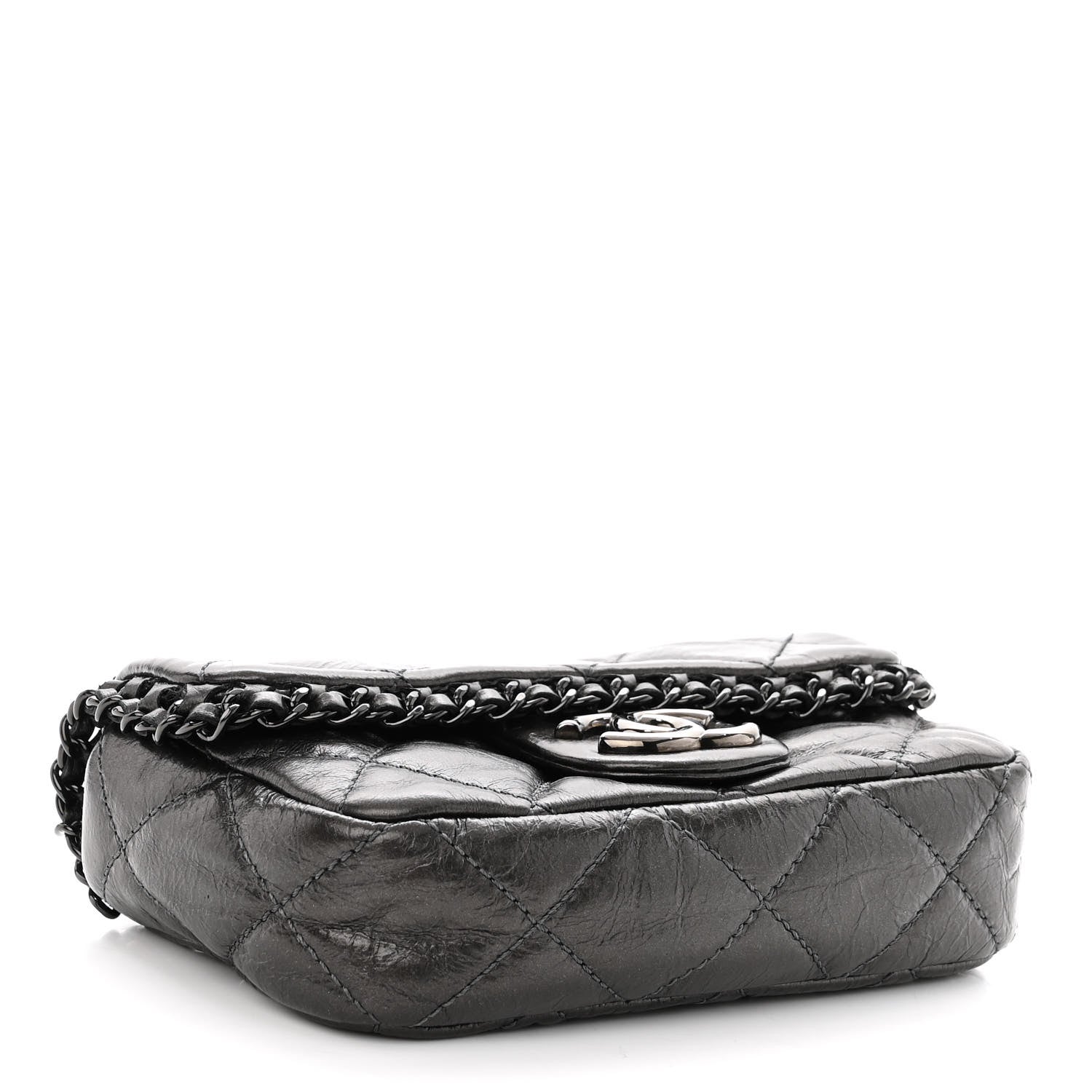 Chanel Metallic Aged Calfskin Mini Chain Me Flap Black 4 of 9