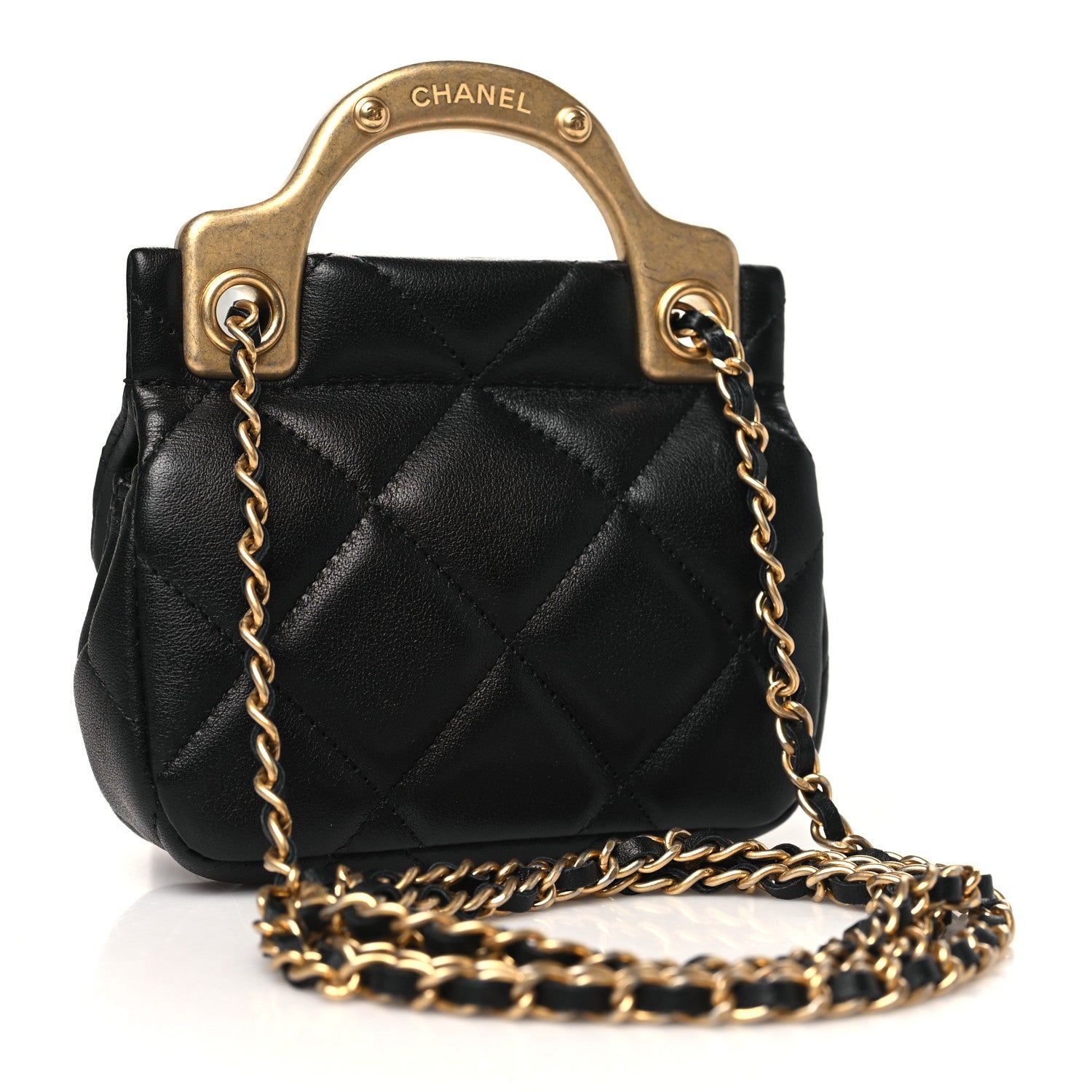 Chanel Calfskin Quilted Lady Handle Clutch With Chain Black 3 of 10