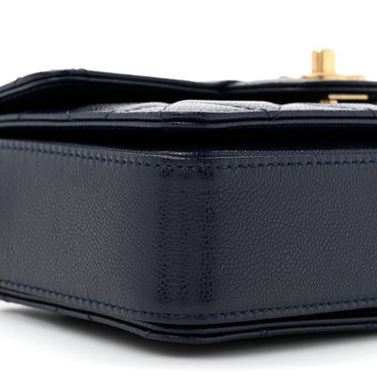 Chanel Shiny Caviar Quilted Mini Top Handle Flap Navy Blue 11 of 11