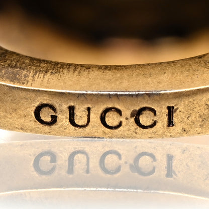 Gucci Metal Crystal Pineapple Motif Ring L Aged Gold 4 of 5