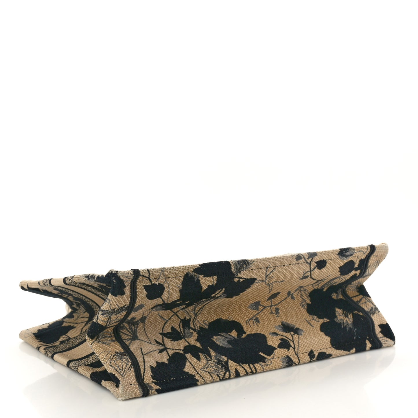 Canvas Embroidered Medium Fleurs Mystiques Book Tote Black Beige