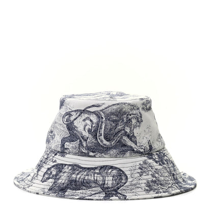 Christian Dior Cotton Toile De Jouy Bucket Hat 57 Blue 1 of 9