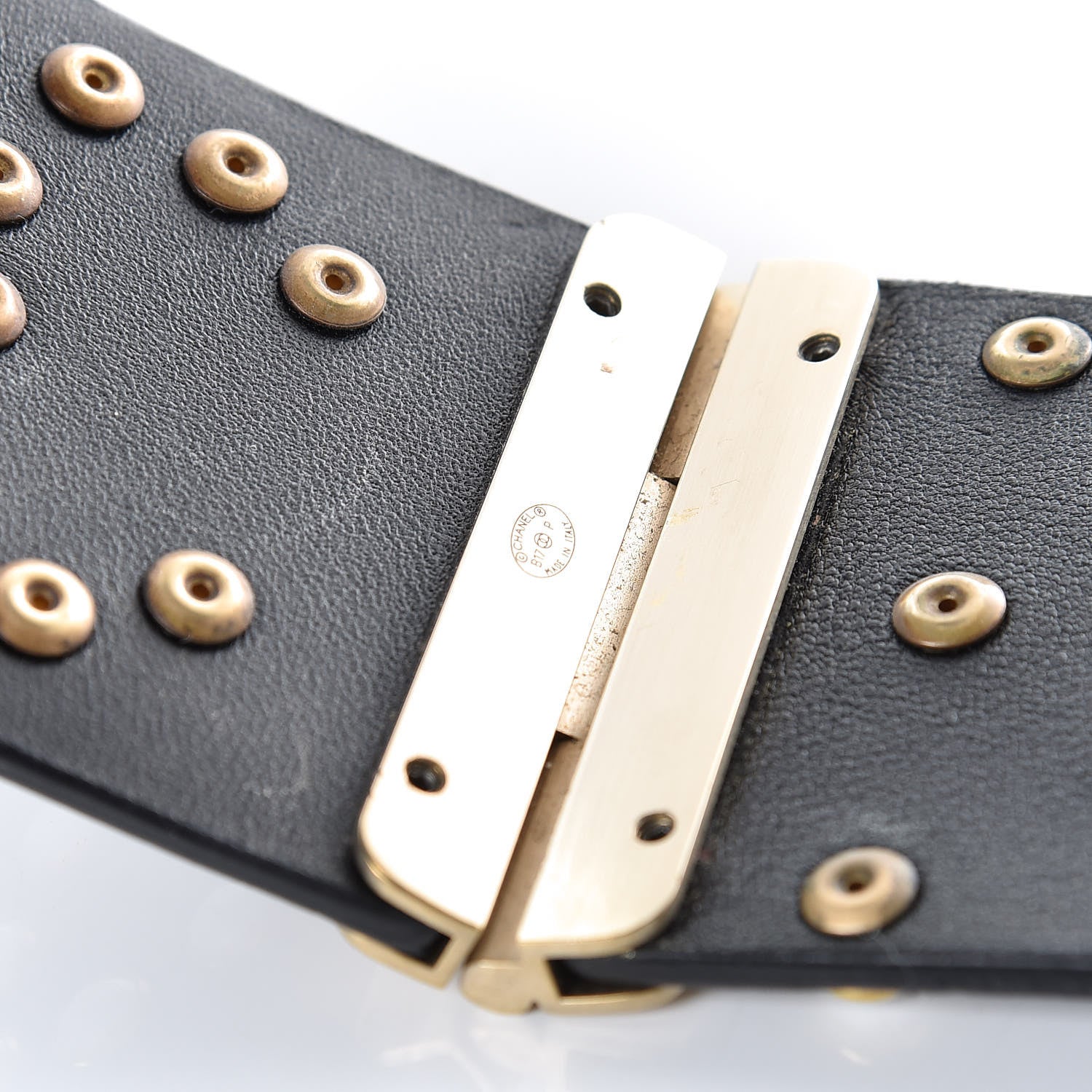 Chanel Lambskin Calfskin Pearl CC Cuff Bracelet Black Gold 4 of 5