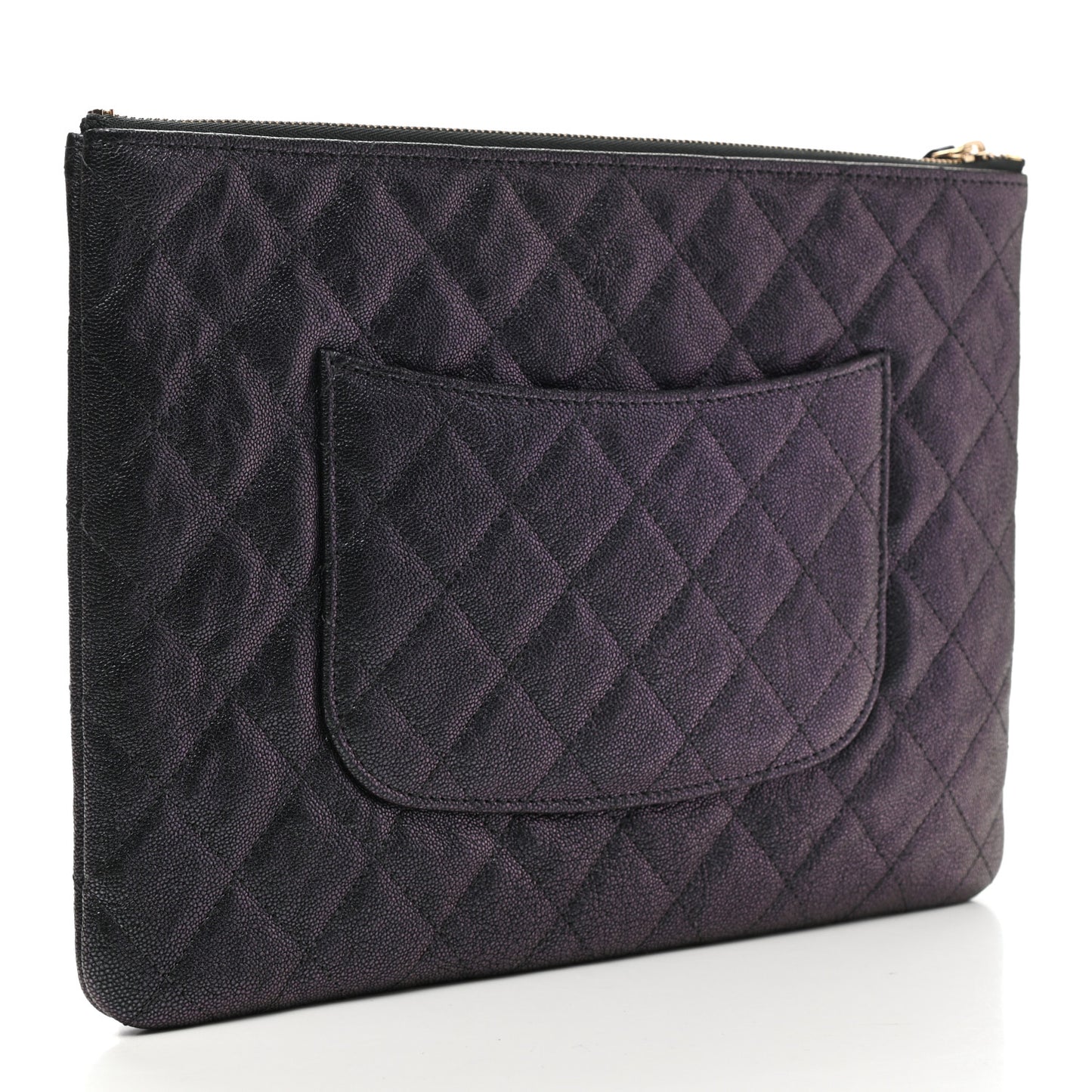 Iridescent Caviar Medium Night by the C Pouch Clutch Black