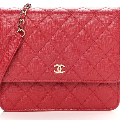 Chanel Caviar Quilted Square Wallet On Chain WOC Red 9 of 11