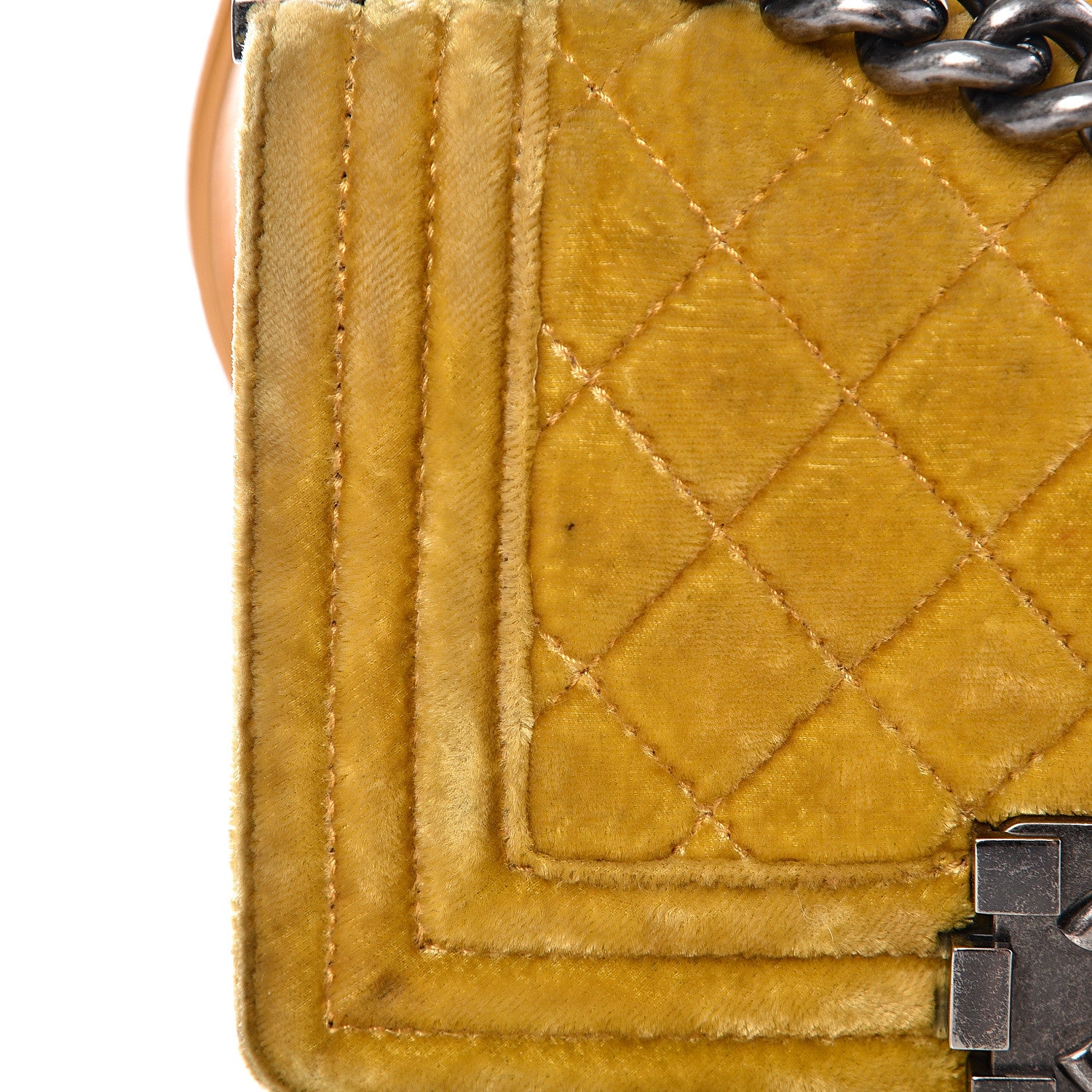 Chanel Velvet Quilted Small Boy Flap Yellow 11 of 17