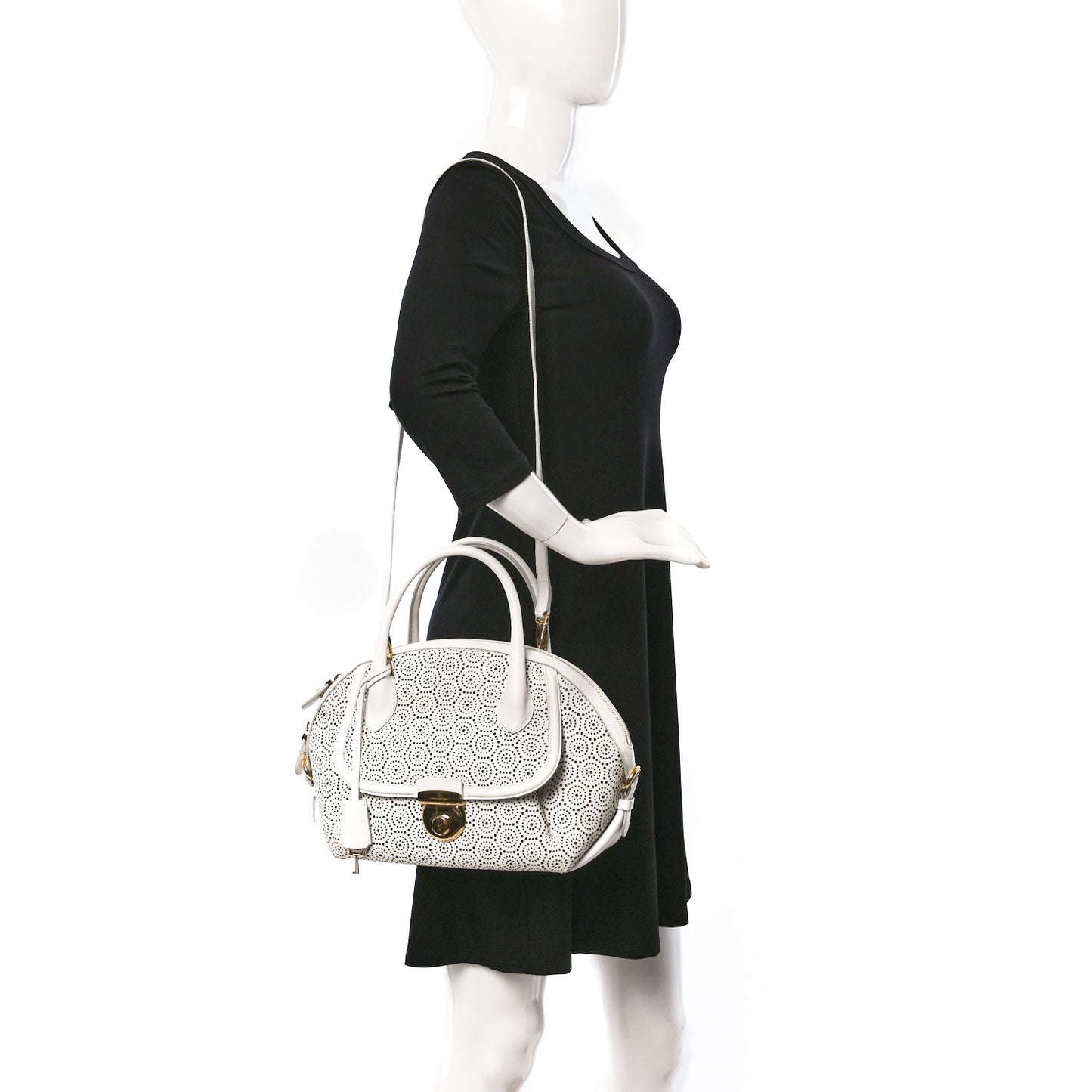 Calfskin Perforated Fiamma Bag White