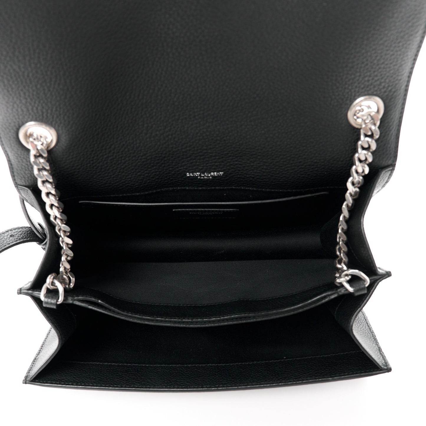 SAINT LAURENT Grained Calfskin Medium Monogram Sunset Crossbody Black