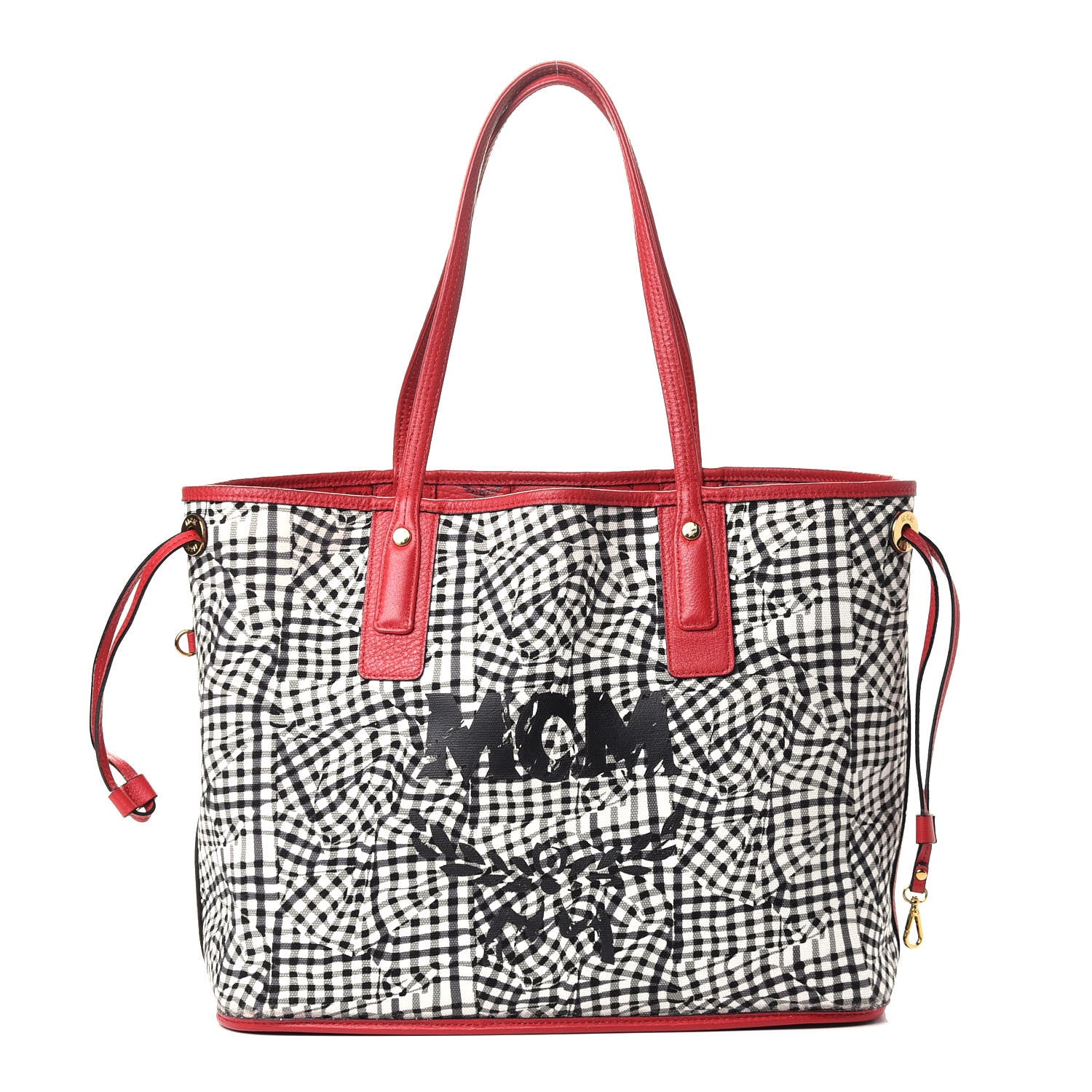 MCM Visetos Medium Liz Reversible Shopper Tote Ruby Red 3 of 16