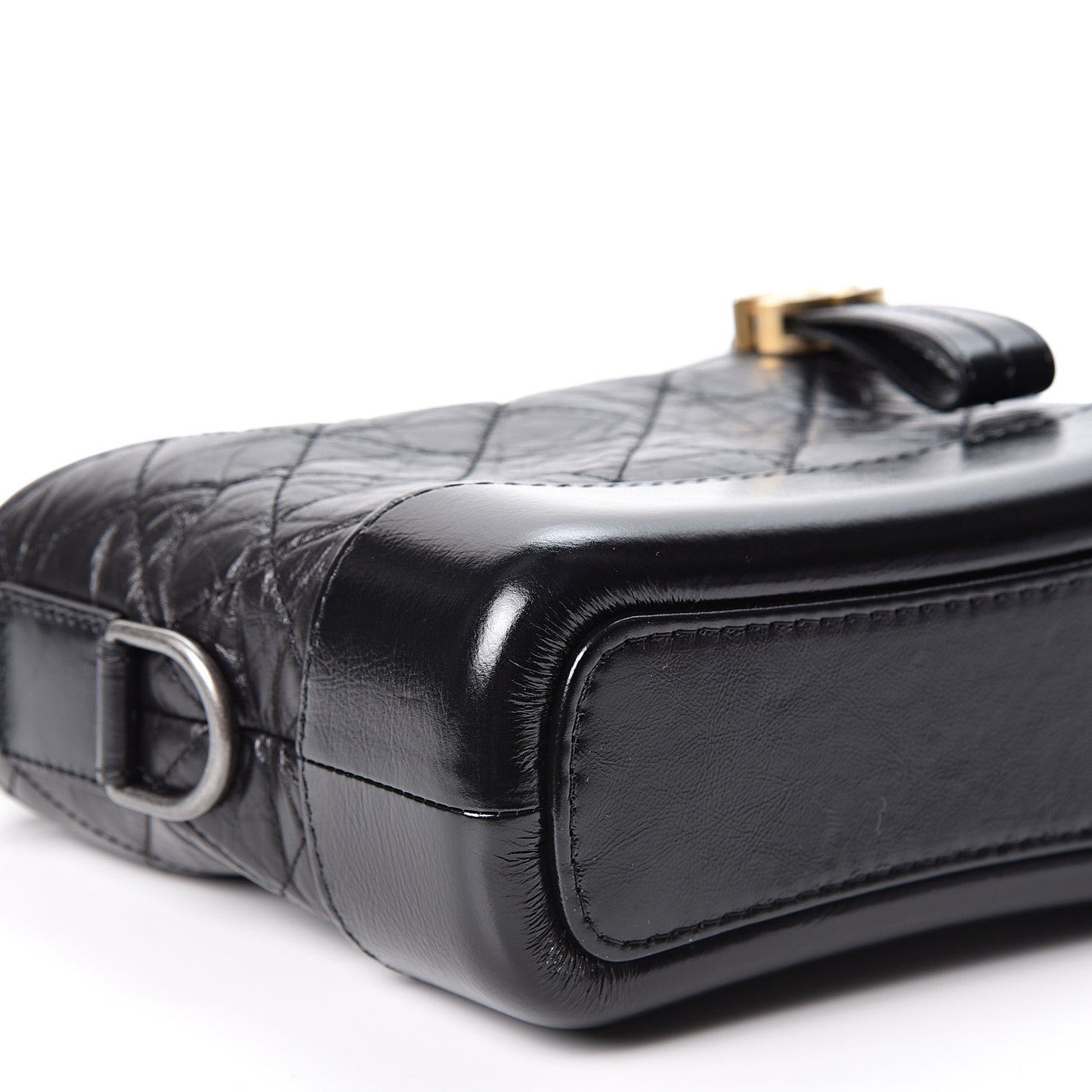 Aged Calfskin Quilted Small Gabrielle Hobo Black