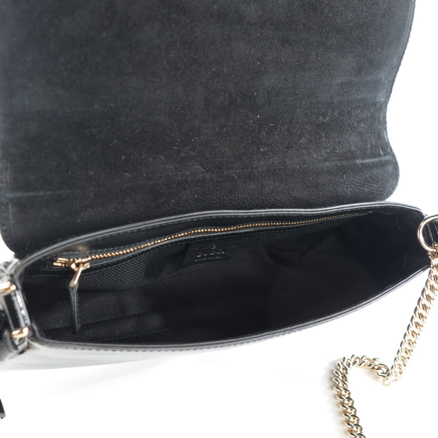 Patent Medium Soho Flap Crossbody Black