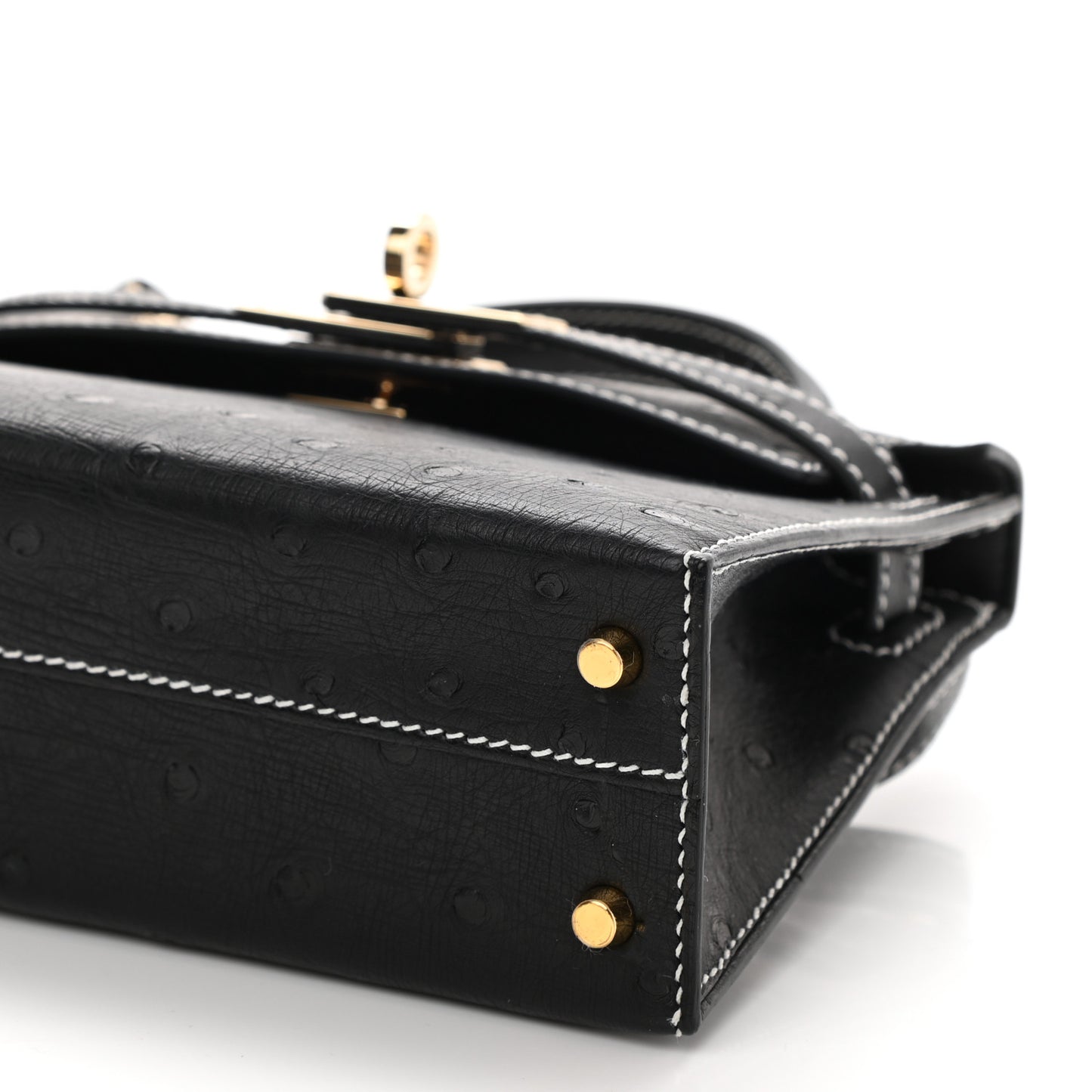 Ostrich Horseshoe Kelly Sellier Mini 20 Black
