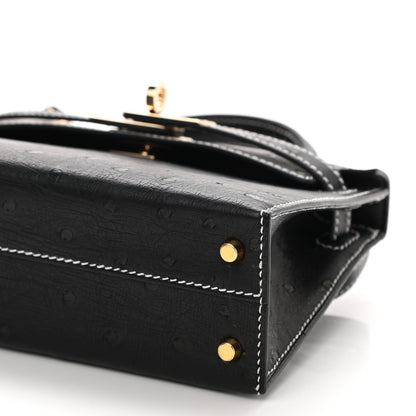 Hermes Ostrich Horseshoe Kelly Sellier Mini 20 Black 9 of 10