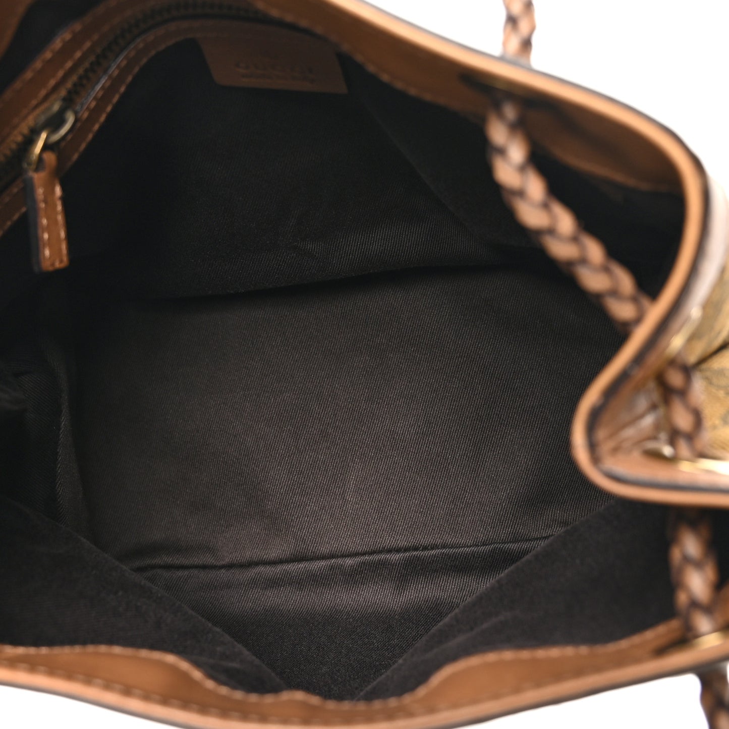 Monogram Woven Handle Tote Tan