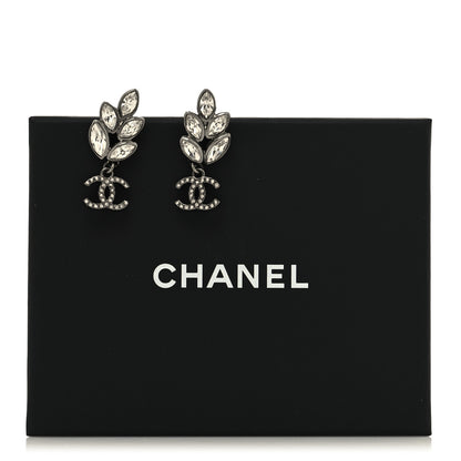 Chanel Crystal Sparkling Wheat CC Drop Earrings Silver 5 of 5