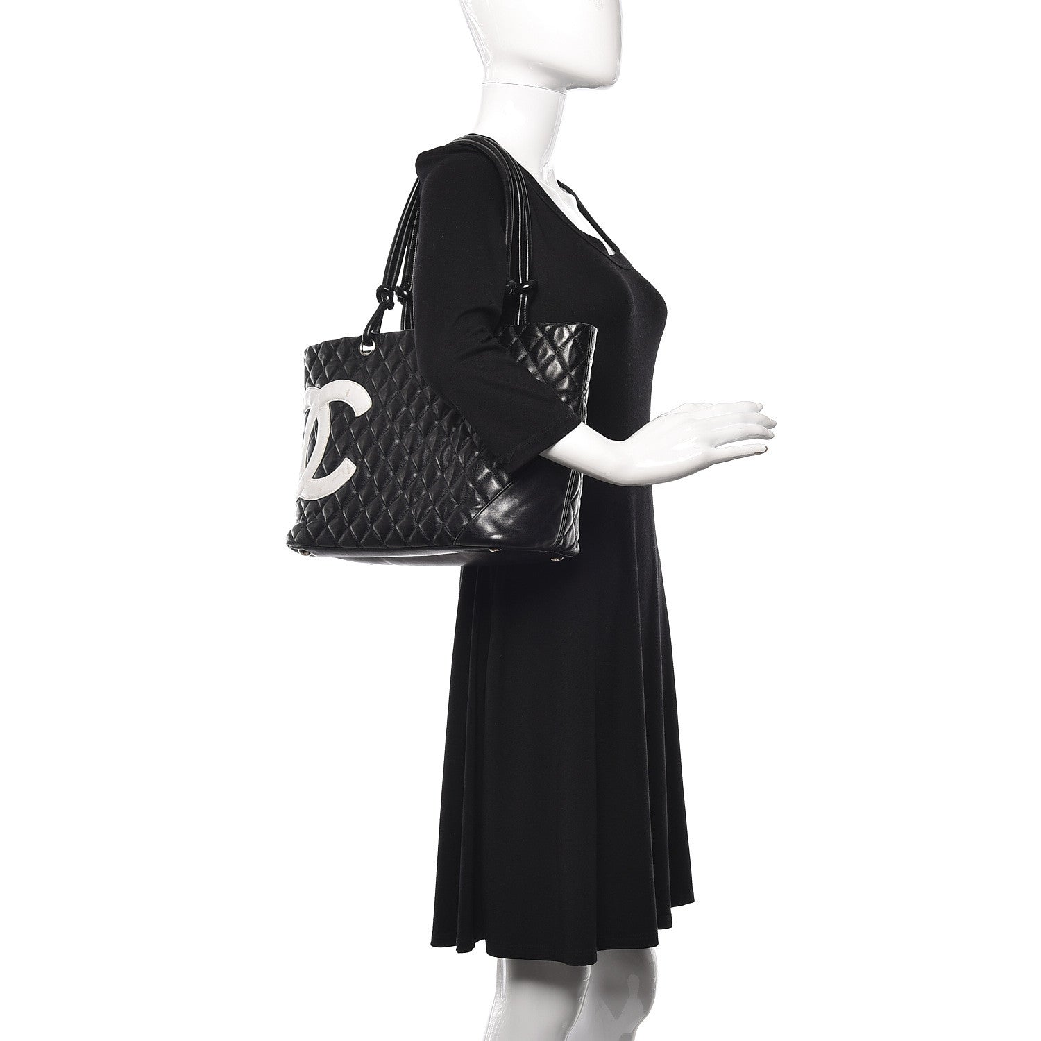 Chanel Calfskin Quilted Large Cambon Tote Black White 2 of 18