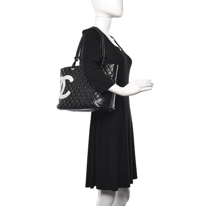 Chanel Calfskin Quilted Large Cambon Tote Black White 2 of 18
