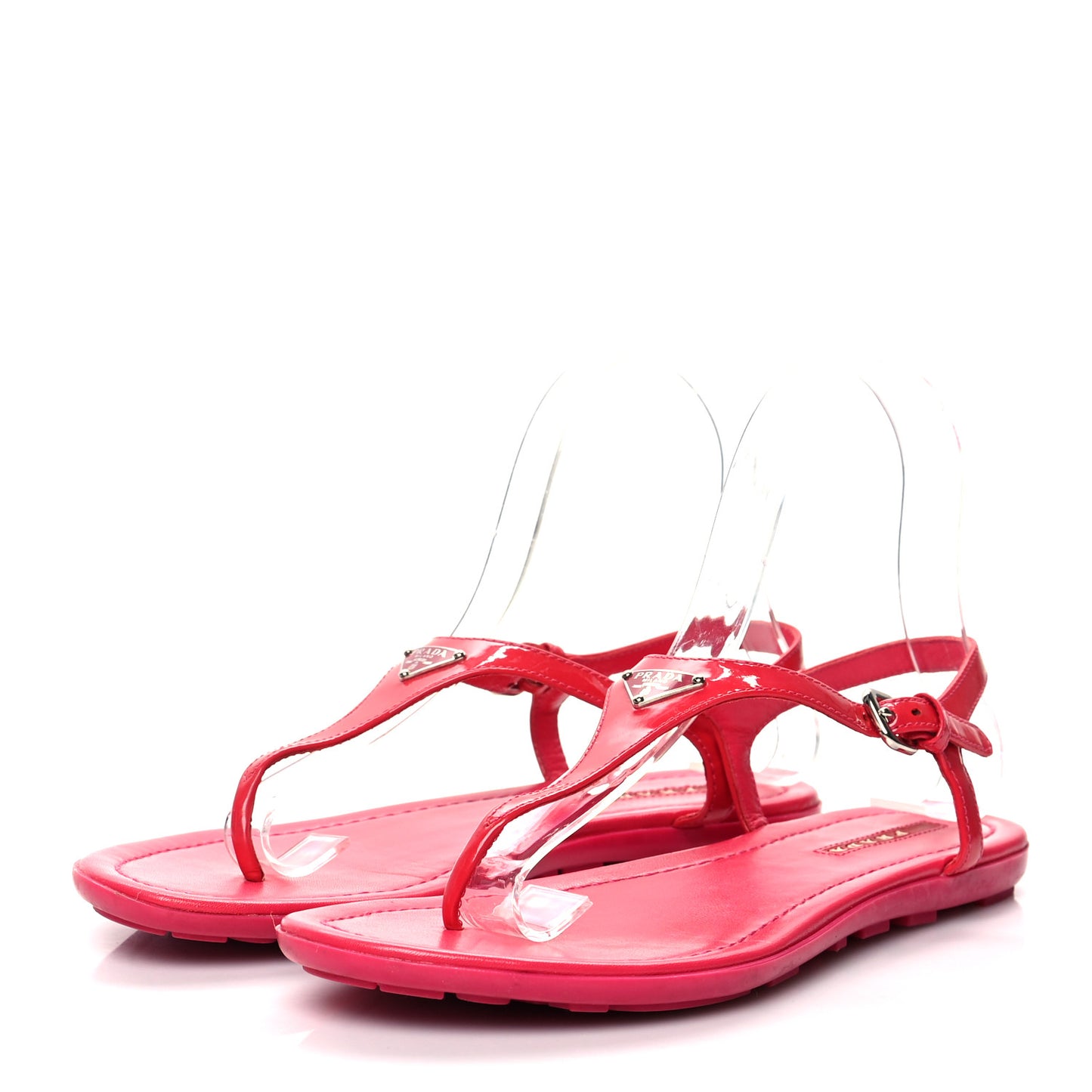 Vernice Metal Triangle Logo Flat Thong Sandals 37.5 Petalo